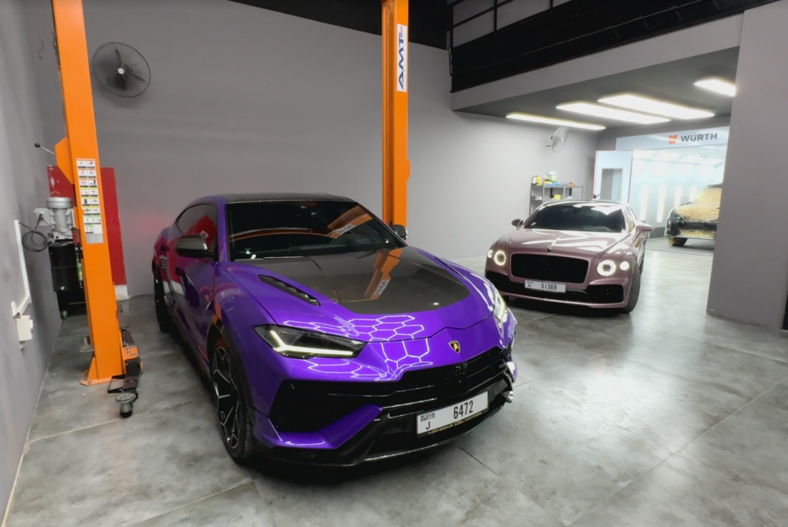 Supercars inside OTR Autos garage in Al Quoz Dubai
